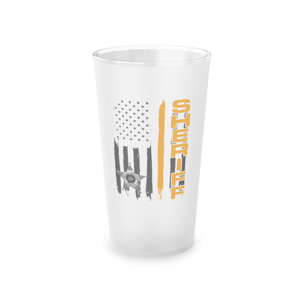 Frosted Pint Glass, 16oz - Ohio Sheriff Vertical