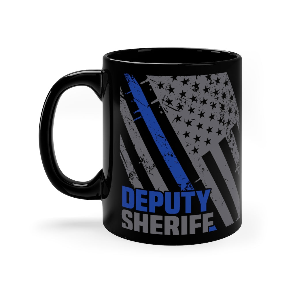 Black mug 11oz - Deputy Sheriff Blue Line Flag