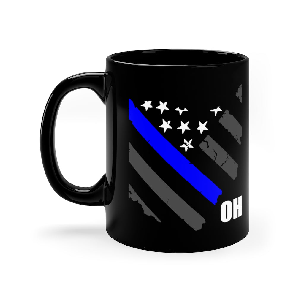 Black mug 11oz - Ohio Blue Line