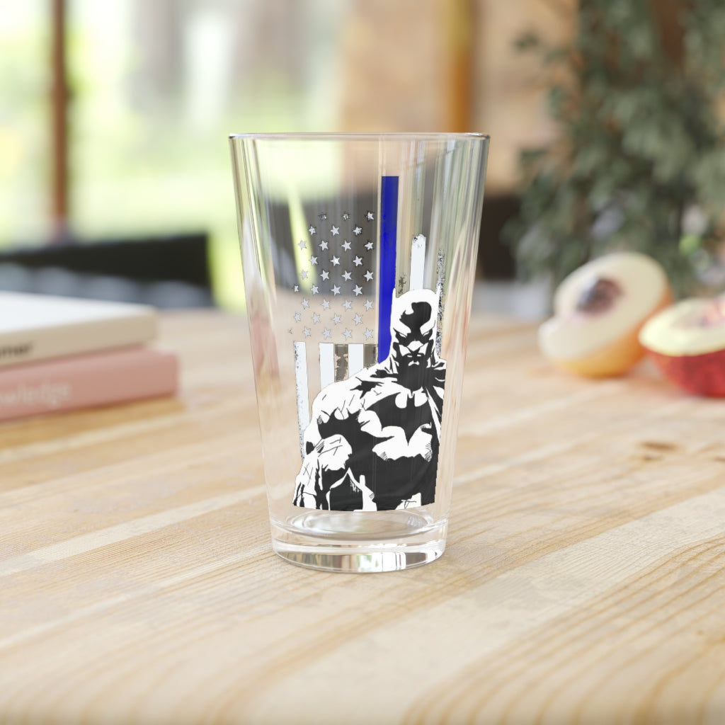 Pint Glass, 16oz - Batman Blue Line