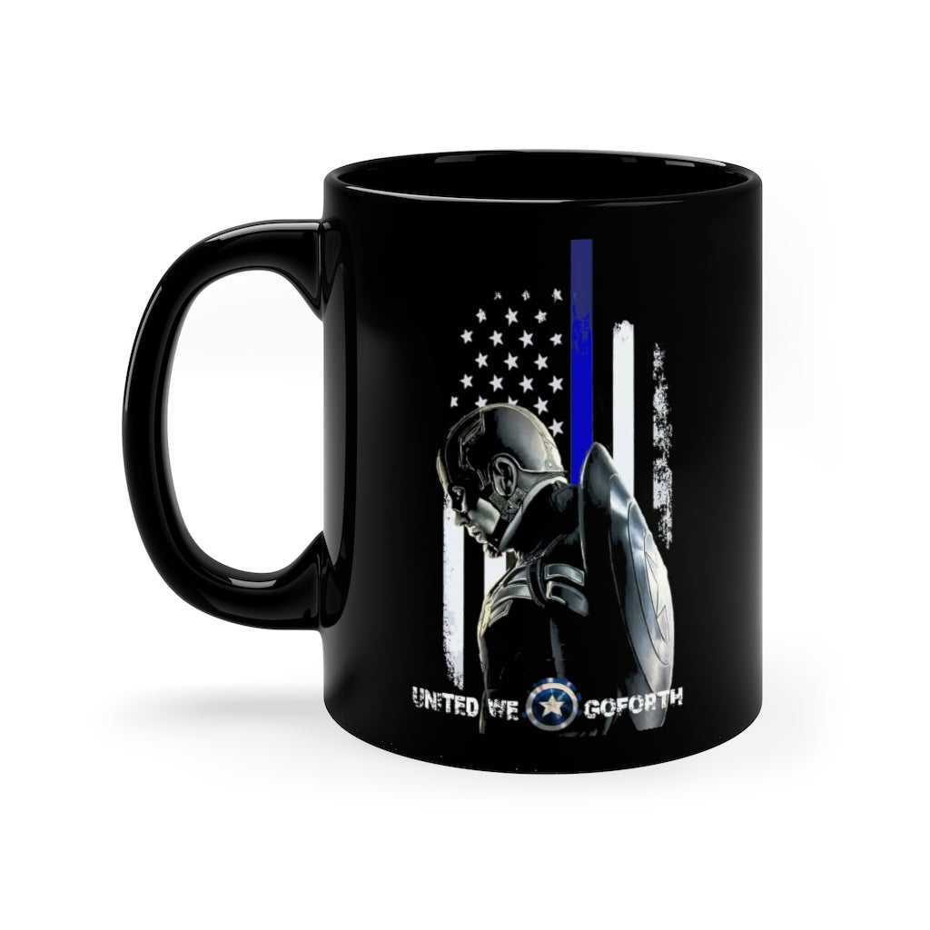Black mug 11oz - Captain America United Blue Line