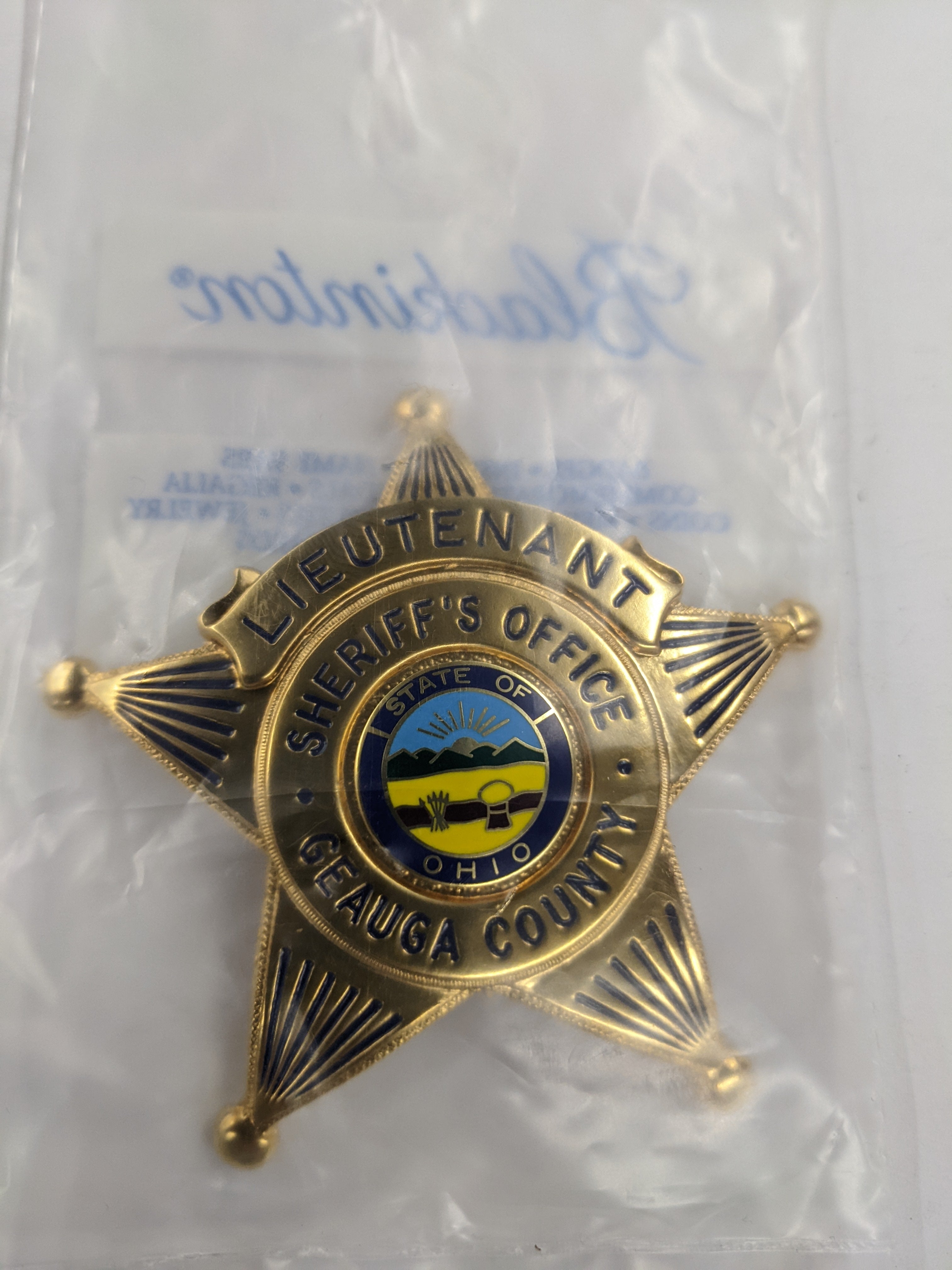 Blackinton Ohio Sheriff's Badge W/ Top Banner - Quick Ship