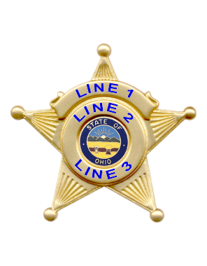 Blackinton Ohio Sheriff's Badge with Top Banner - Hi Glo Finish