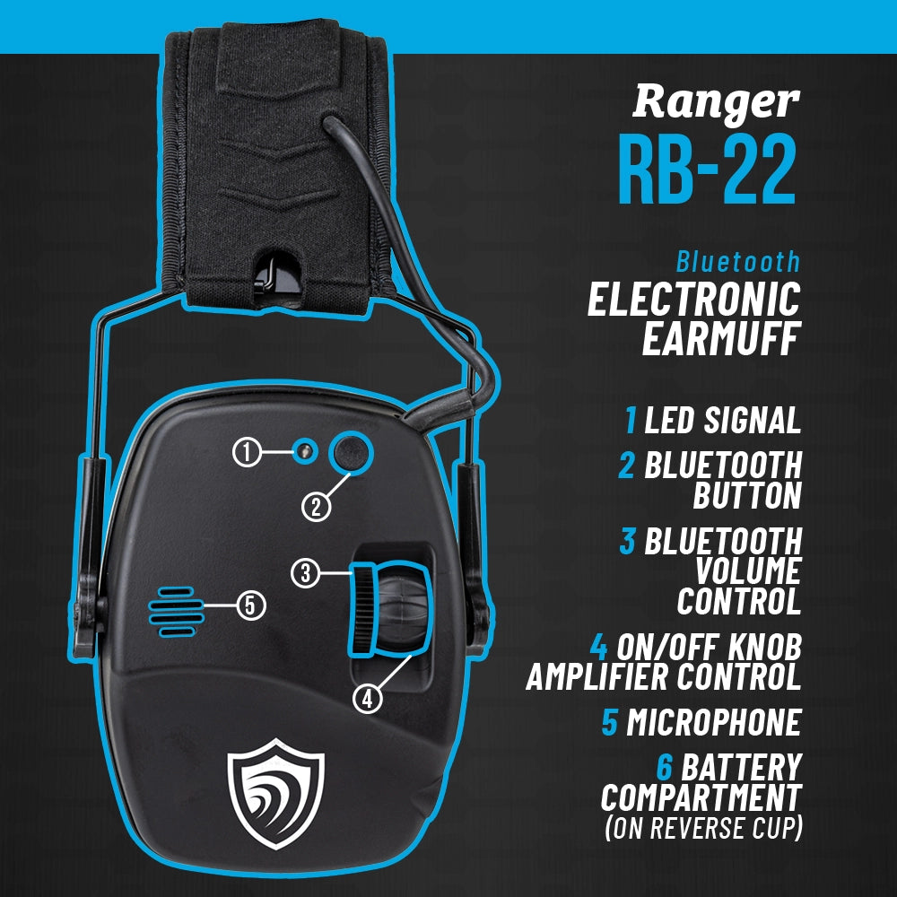 Otis Technology Earshield Ranger Electronic Pro Earmuff - Bluetooth