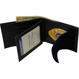 Smith & Warren Dress Leather Single ID Bi-Fold Wallet W/Credit Card Slot - Notepad Style for Ohio Sheriff 5pt Star