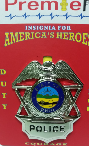 Premier Emblem Police Hat Badge W/Ohio Seal - red-diamond-uniform-police-supply