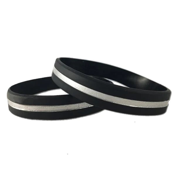 Thin Silver Line Silicone Bracelet