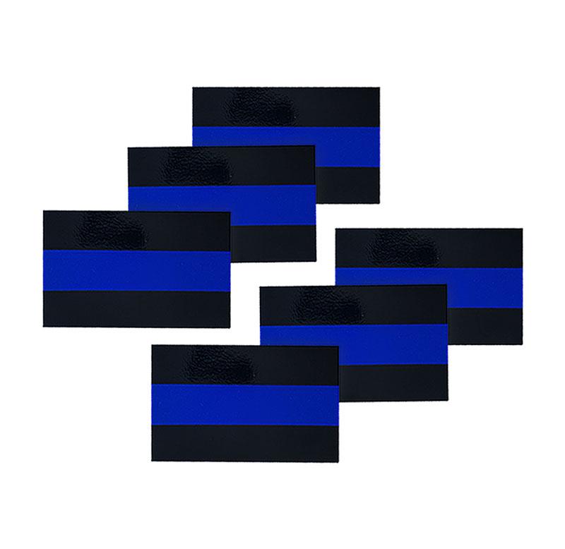Reflective Thin Blue Line License Plate Stickers, 1 x .75 Inches, 6 Pack