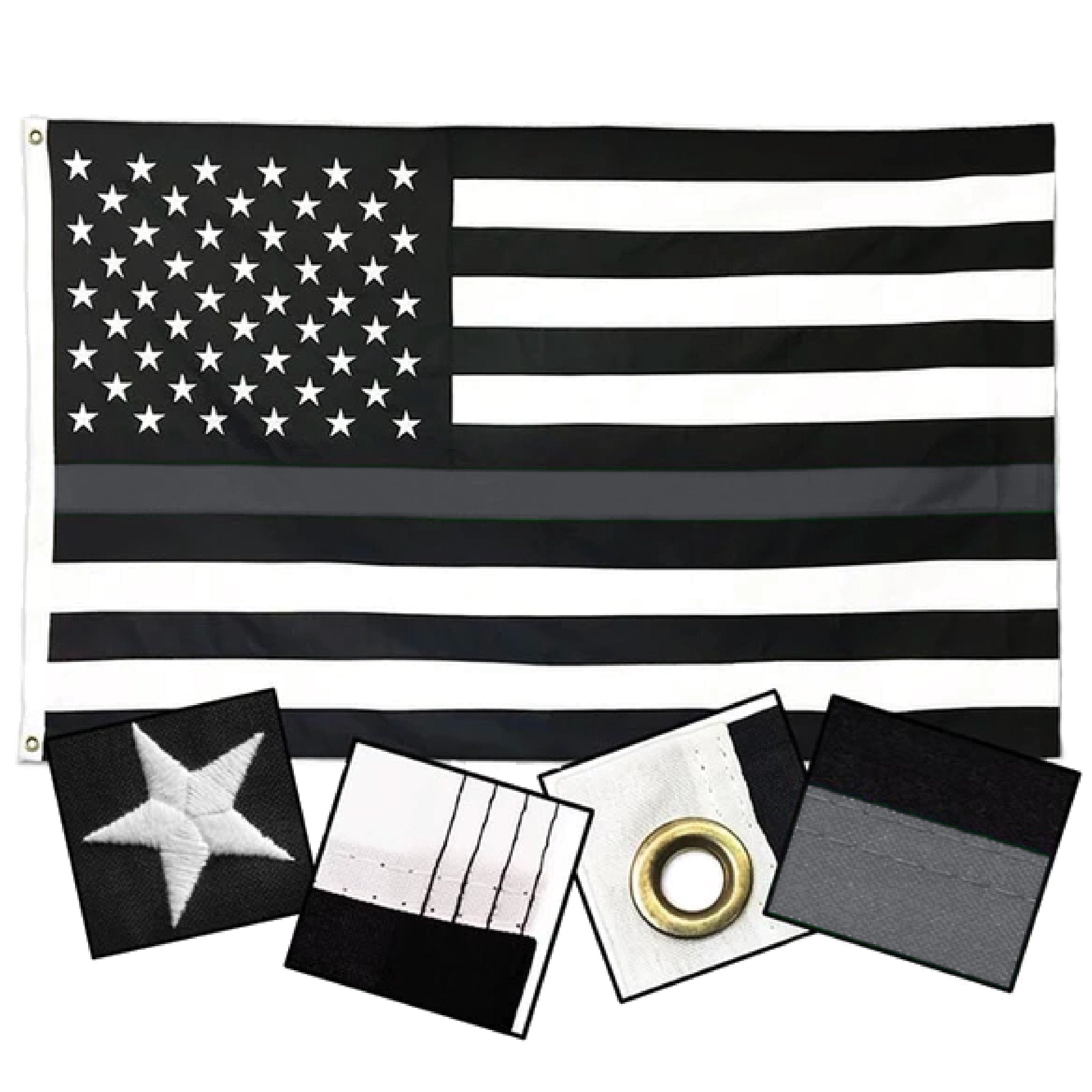 Durasleek Thin Gray Line American Flag, Sewn & Embroidered