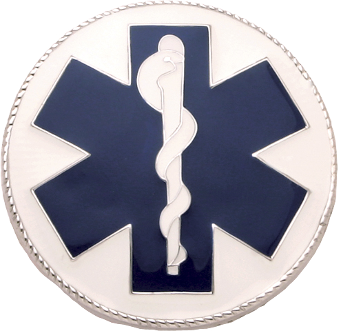 Smith & Warren Round Blue and White Enameled Medical Star of Life(Pair)