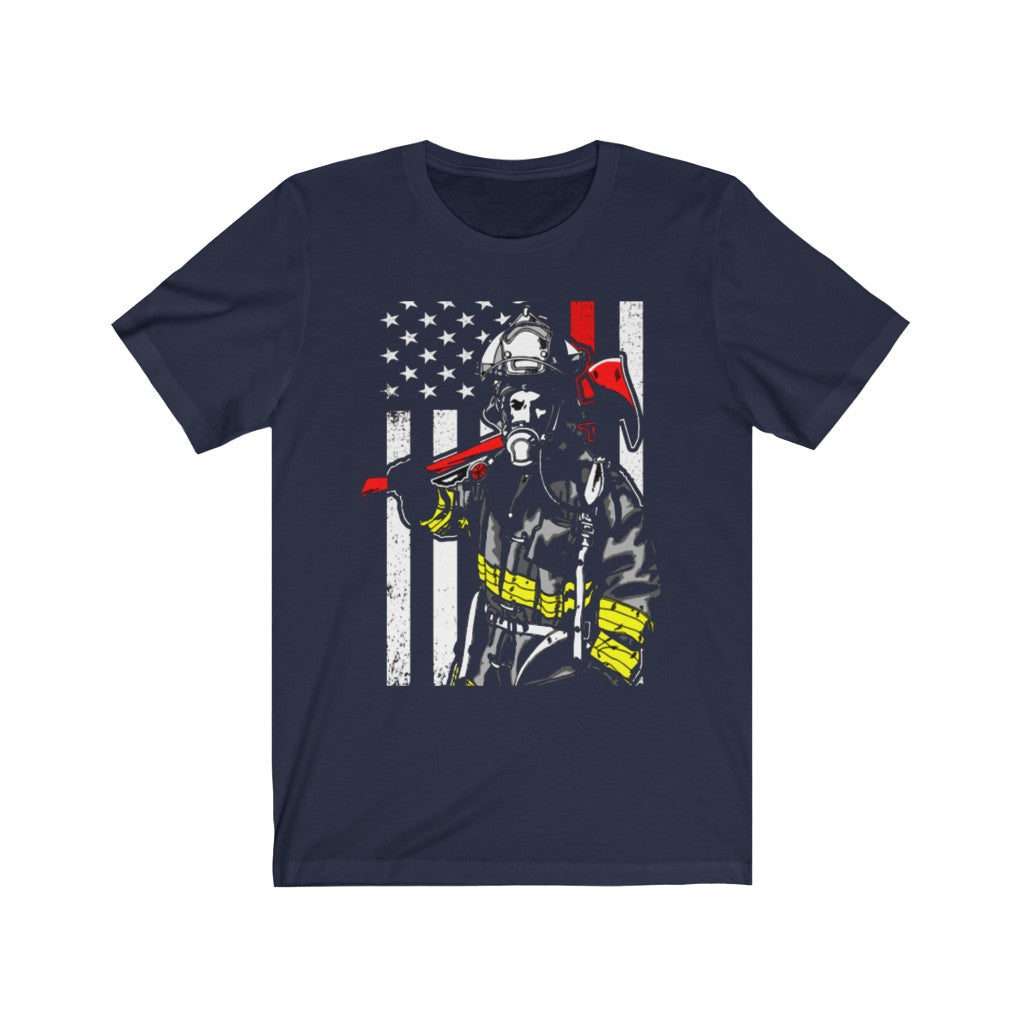 Unisex Jersey Short Sleeve Tee - Thin Red Line Firefighter Flag