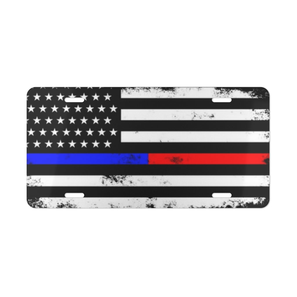 Aluminum License Plate - Thin Blue / Red Line Flag