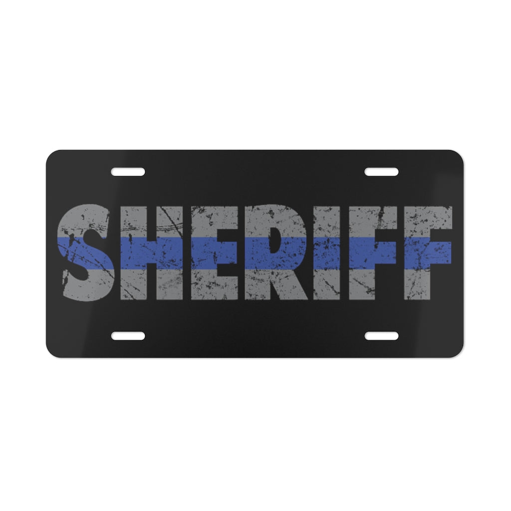 Aluminum License Plate - Sheriff Blue Line