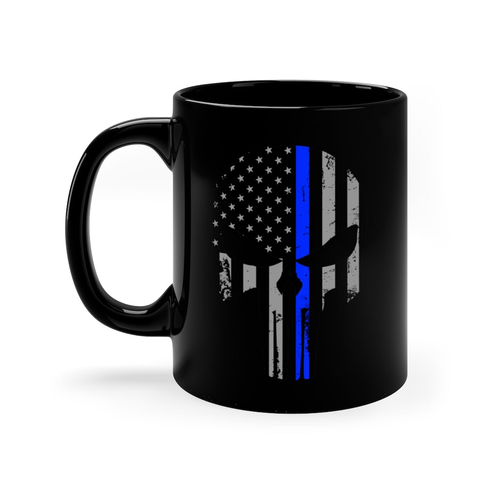 Black mug 11oz - Punisher Thin Blue Line