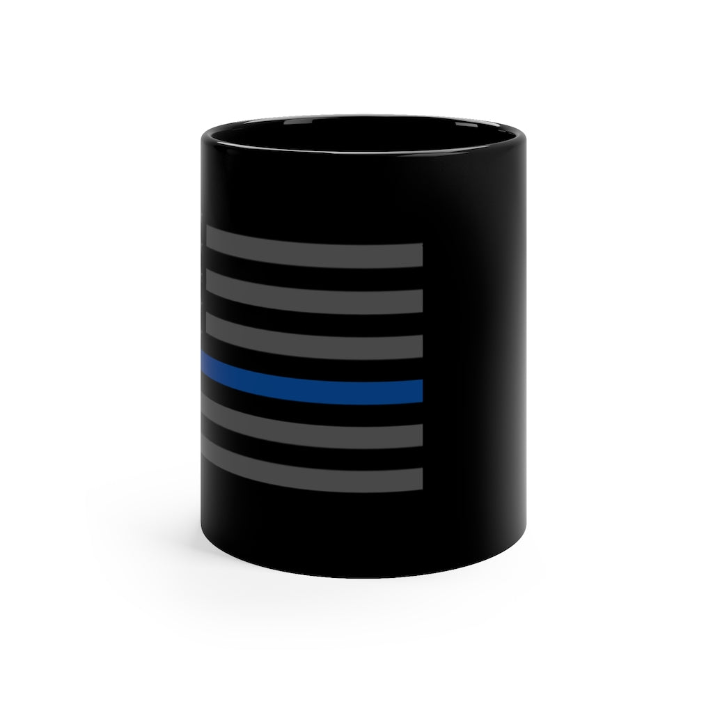 Black mug 11oz - Thin Blue Line Subdued Flag