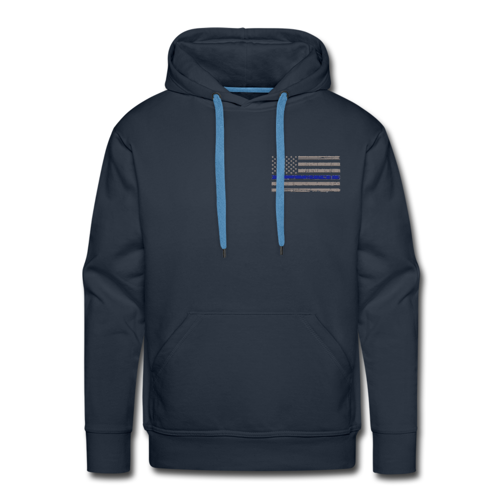 Men’s Premium Hoodie - Thin Blue Line Distressed Flag - navy