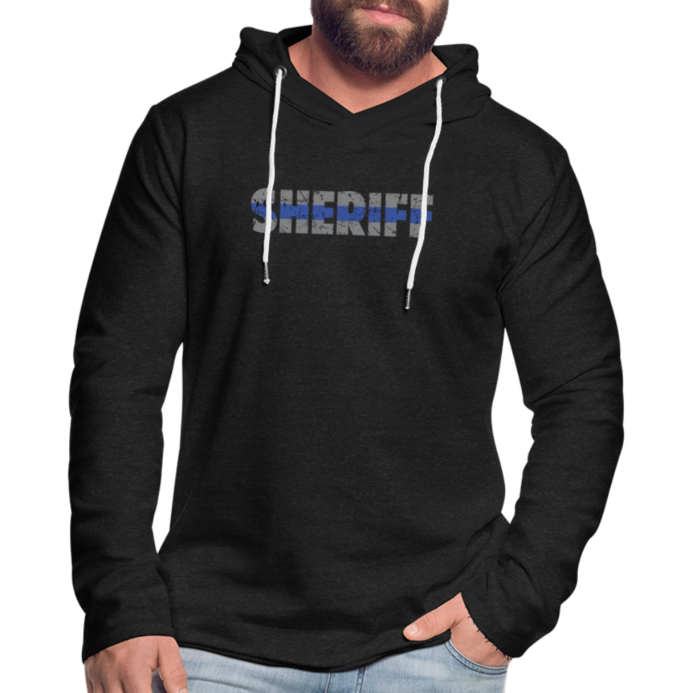 Unisex Lightweight Terry Hoodie - Sheriff Blue Line - charcoal grey