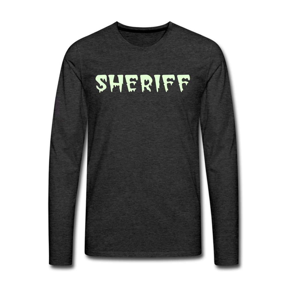 Men's Premium Long Sleeve T-Shirt - Sheriff Halloween(Glow in the Dark) - charcoal grey
