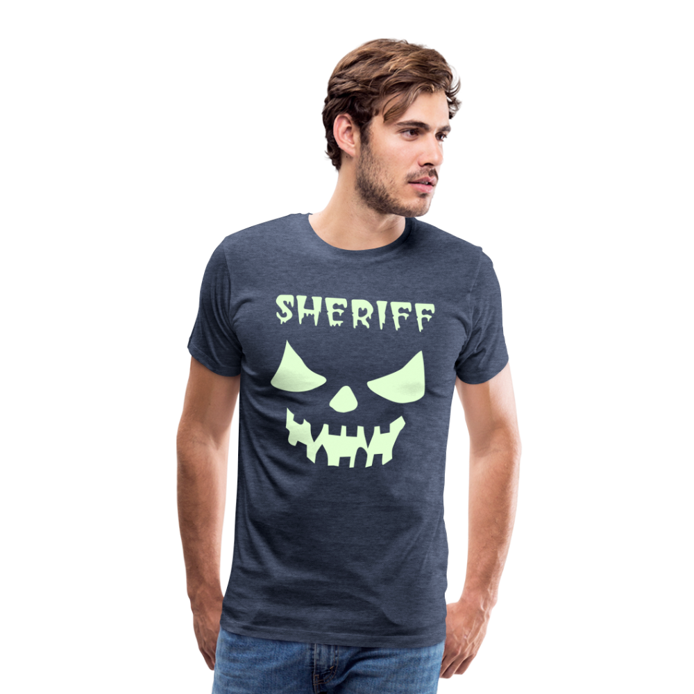 Men's Premium T-Shirt - Sheriff Halloween (Glow in the Dark) - heather blue
