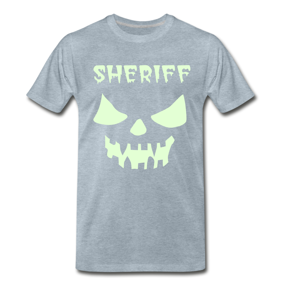 Men's Premium T-Shirt - Sheriff Halloween (Glow in the Dark) - heather ice blue