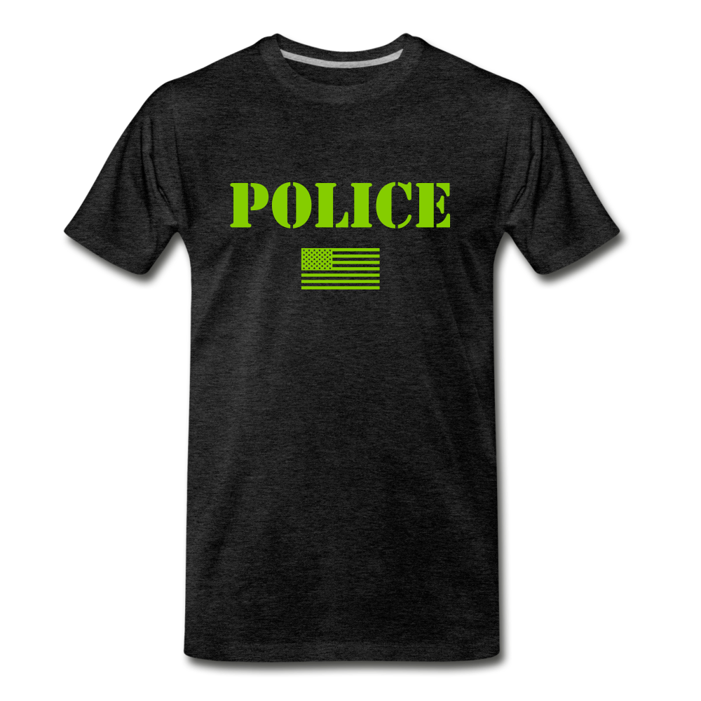 Men's Premium T-Shirt - Police Flag - charcoal grey
