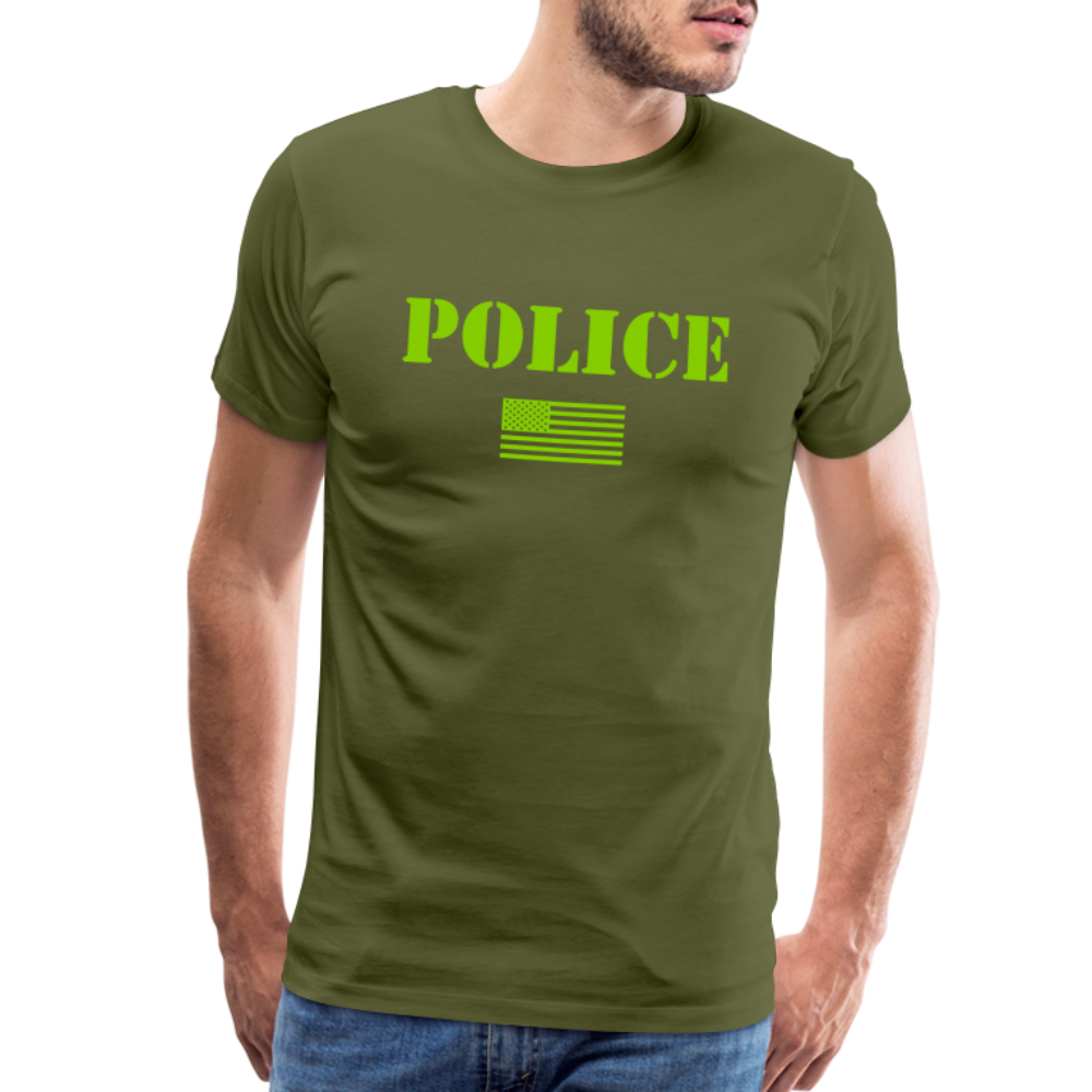 Men's Premium T-Shirt - Police Flag - olive green