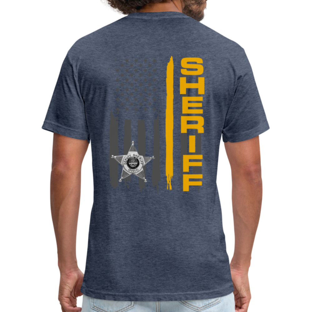 Fitted Cotton/Poly T-Shirt by Next Level - Ohio Sheriff Vertical - heather navy