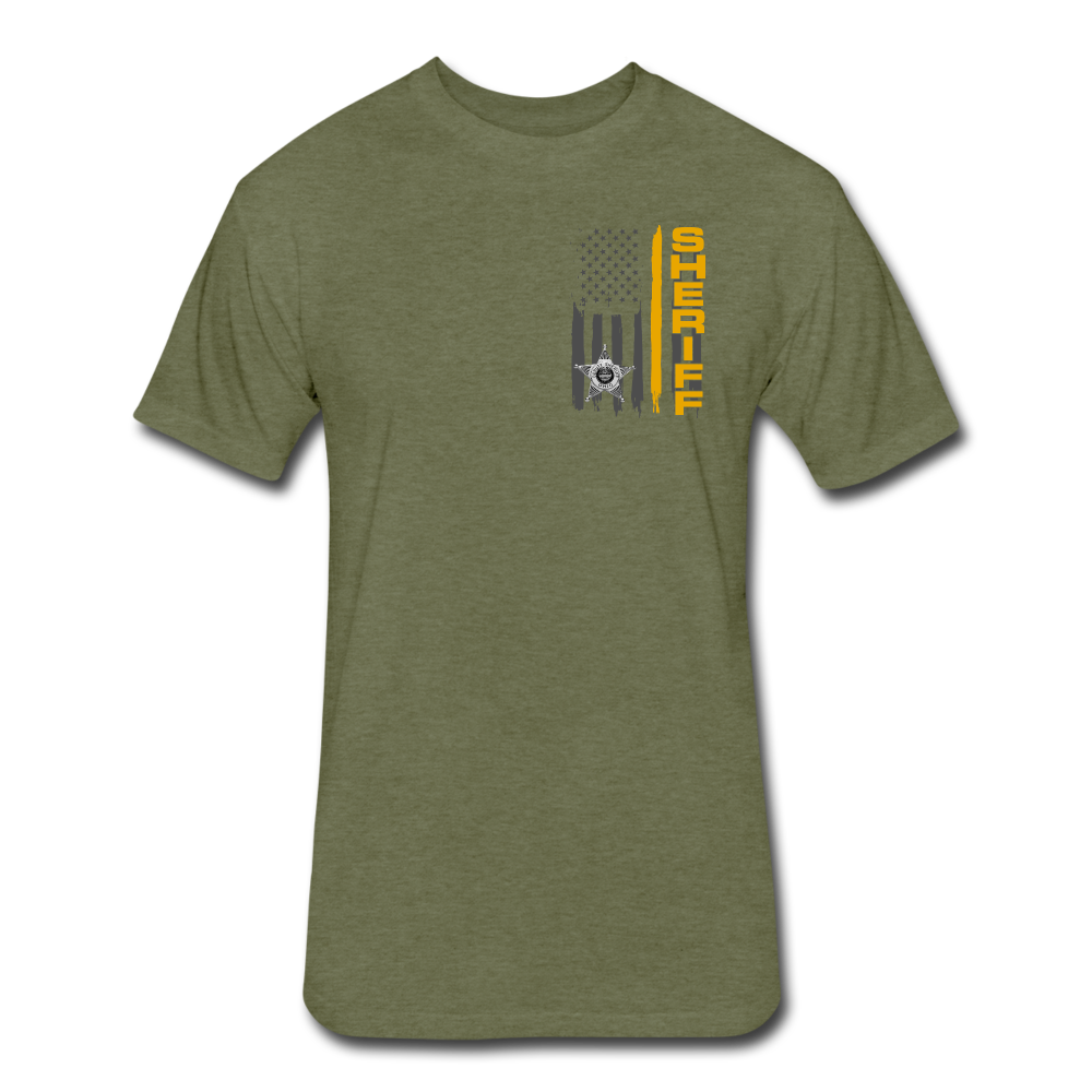 Fitted Cotton/Poly T-Shirt by Next Level - Ohio Sheriff Vertical - heather military green