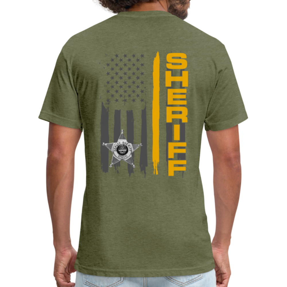 Fitted Cotton/Poly T-Shirt by Next Level - Ohio Sheriff Vertical - heather military green