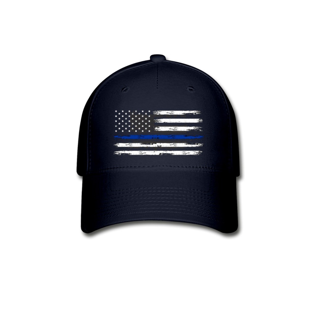 Flexfit Baseball Cap - Thin Blue Line Flag - navy