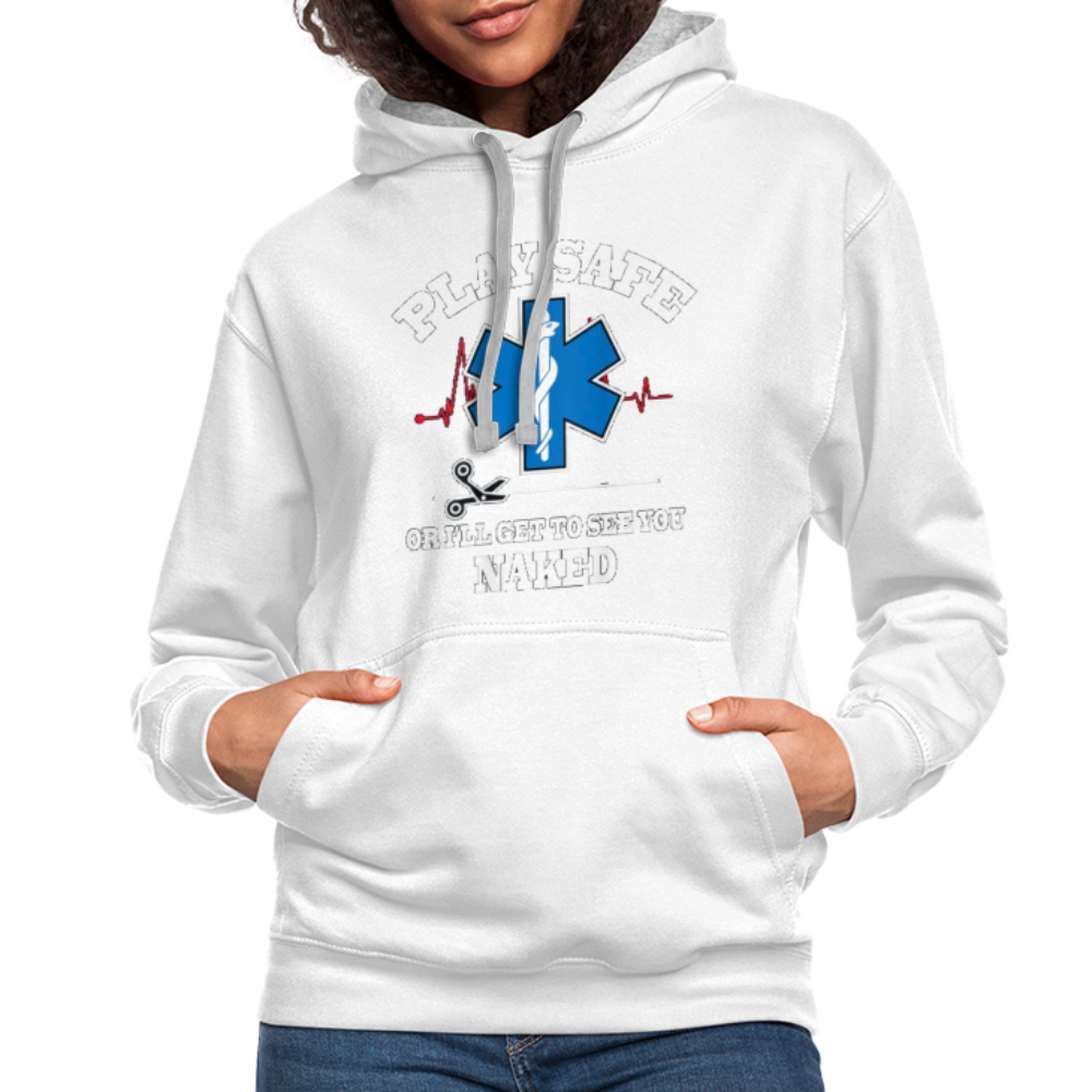 Contrast Hoodie - Play Safe EMS - white/gray
