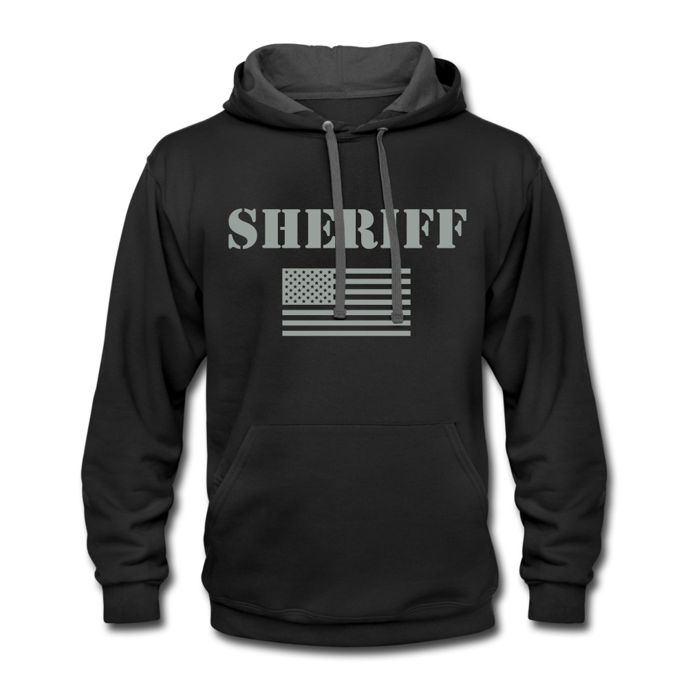 Contrast Hoodie - Sheriff Flag - black/asphalt