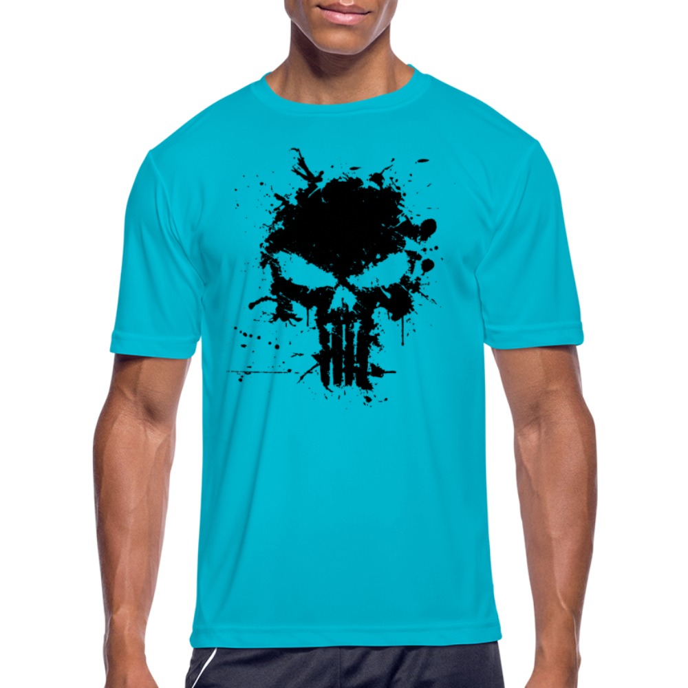 Men’s Moisture Wicking Performance T-Shirt - Punisher Splatter - turquoise