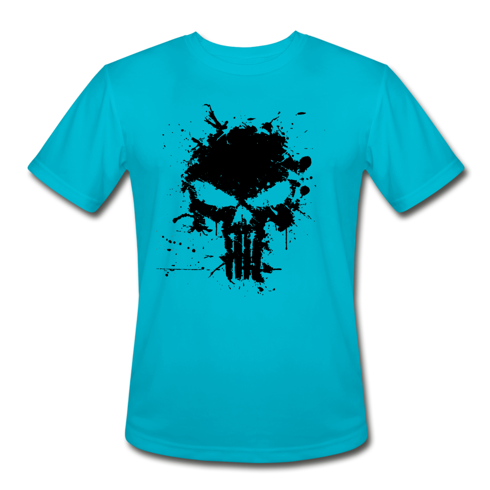 Men’s Moisture Wicking Performance T-Shirt - Punisher Splatter - turquoise