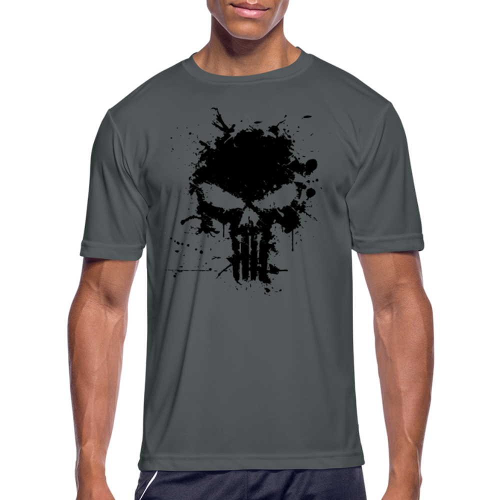 Men’s Moisture Wicking Performance T-Shirt - Punisher Splatter - charcoal