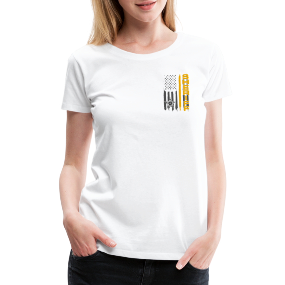 Women’s Premium T-Shirt - Ohio Sheriff Vertical Flag - Fr and Bk - white