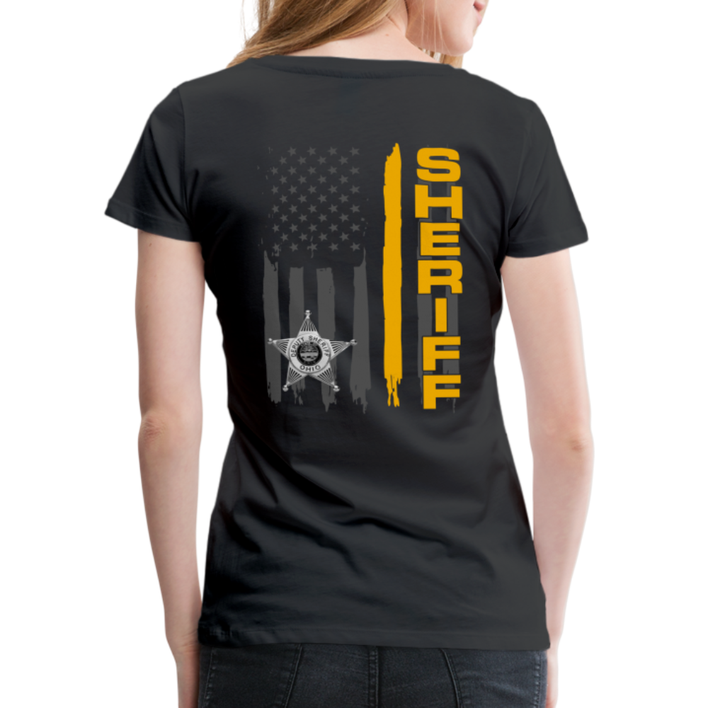 Women’s Premium T-Shirt - Ohio Sheriff Vertical Flag - Fr and Bk - black
