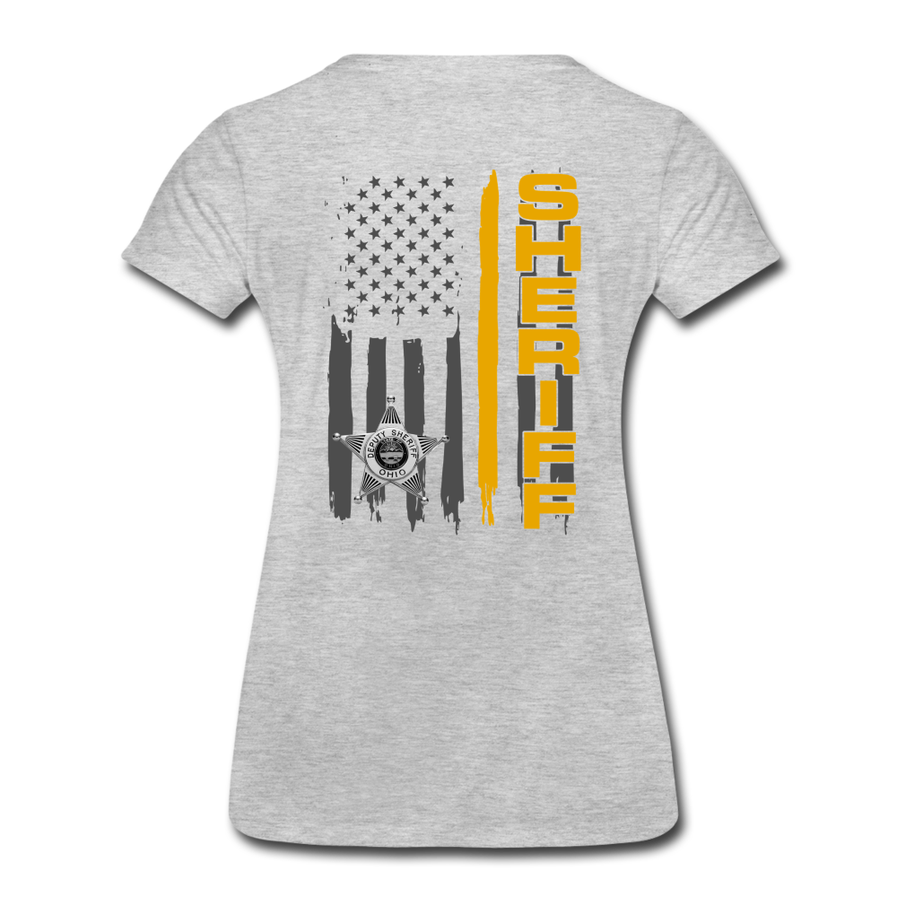 Women’s Premium T-Shirt - Ohio Sheriff Vertical Flag - Fr and Bk - heather gray