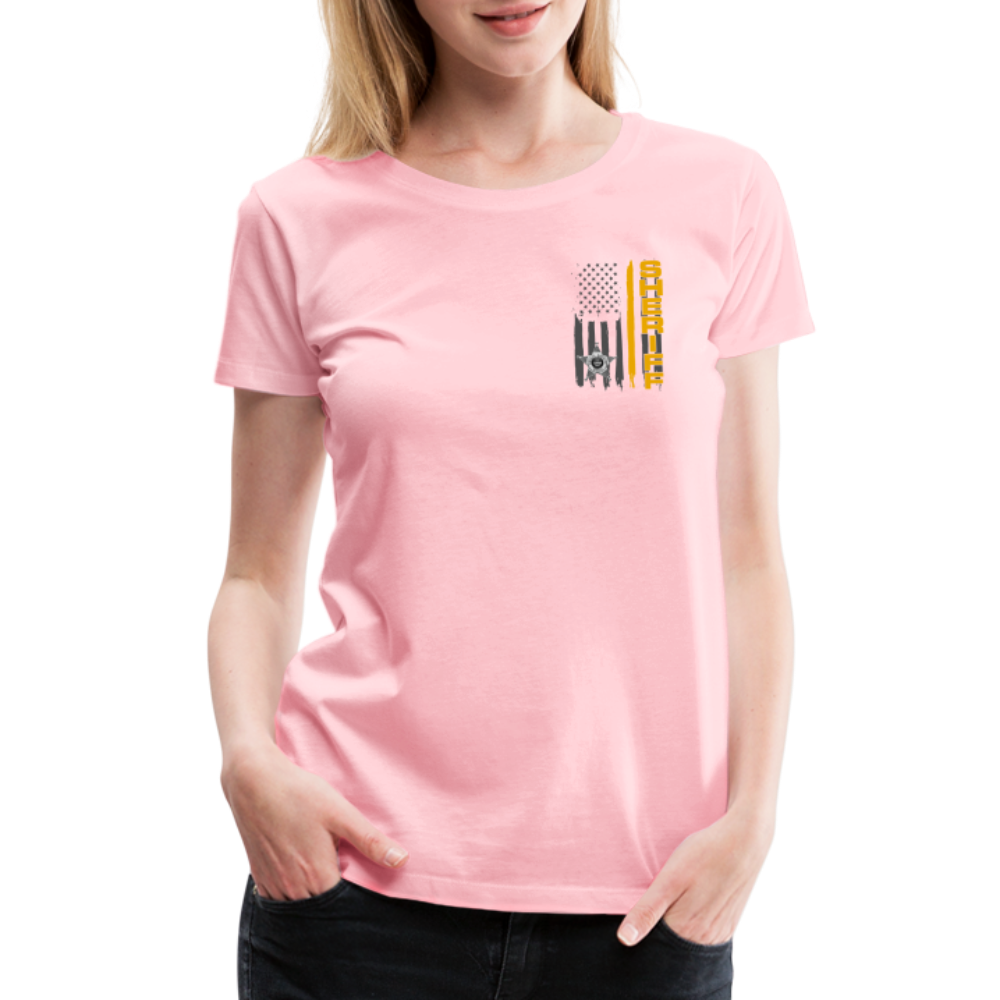 Women’s Premium T-Shirt - Ohio Sheriff Vertical Flag - Fr and Bk - pink