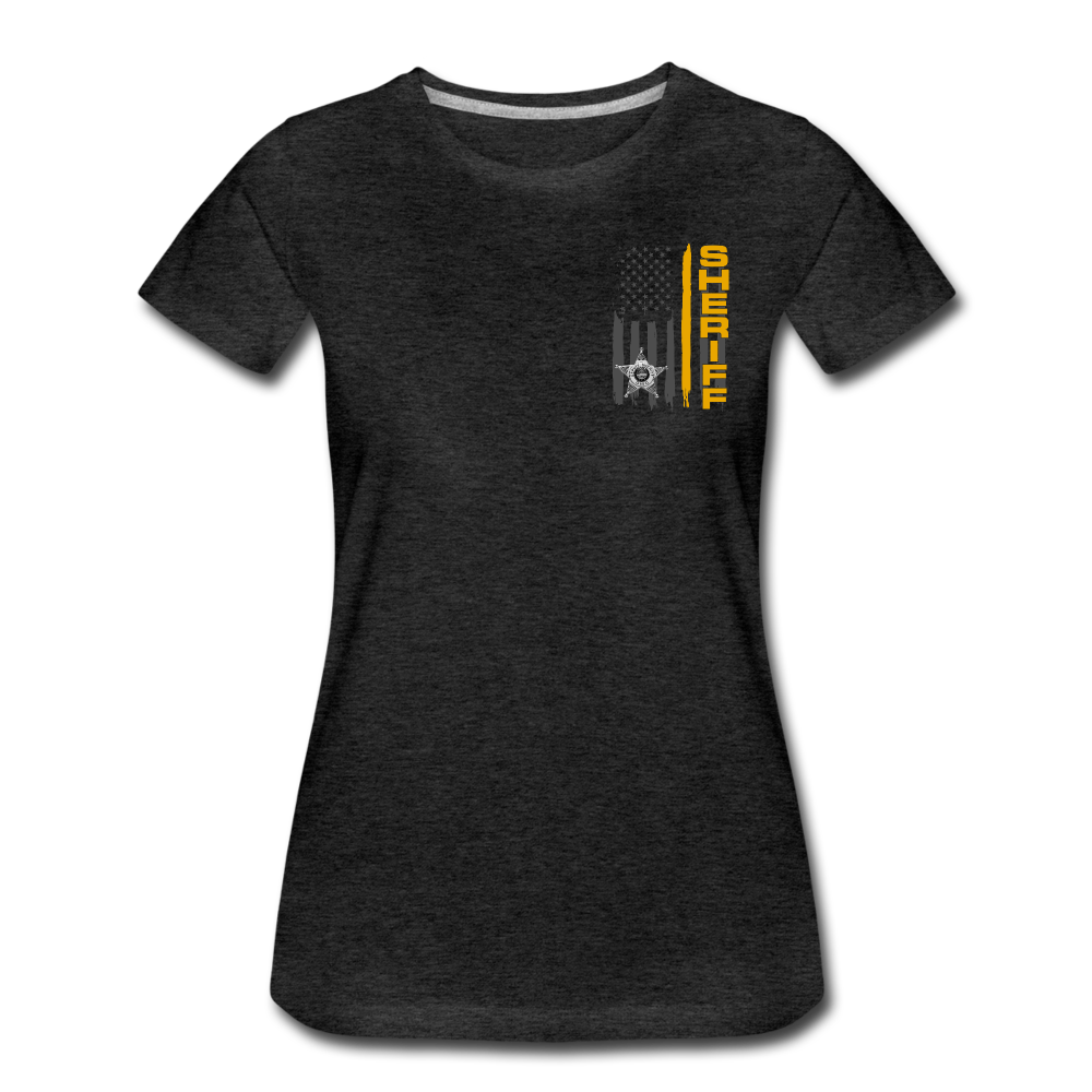 Women’s Premium T-Shirt - Ohio Sheriff Vertical Flag - Fr and Bk - charcoal grey