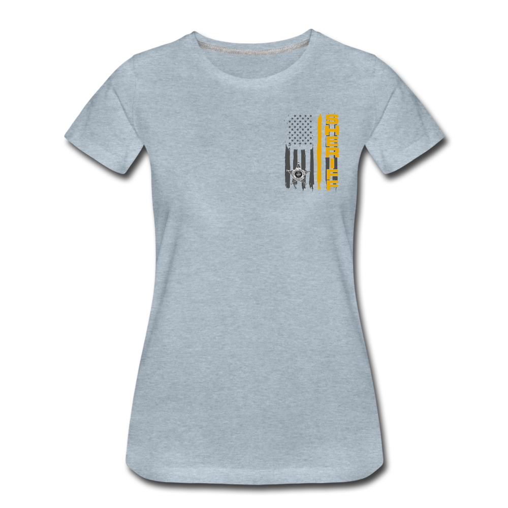 Women’s Premium T-Shirt - Ohio Sheriff Vertical Flag - Fr and Bk - heather ice blue