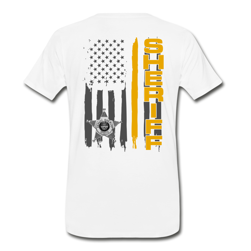 Men's Premium T-Shirt - Ohio Sheriff Vertical Flag Fr and Bk - white