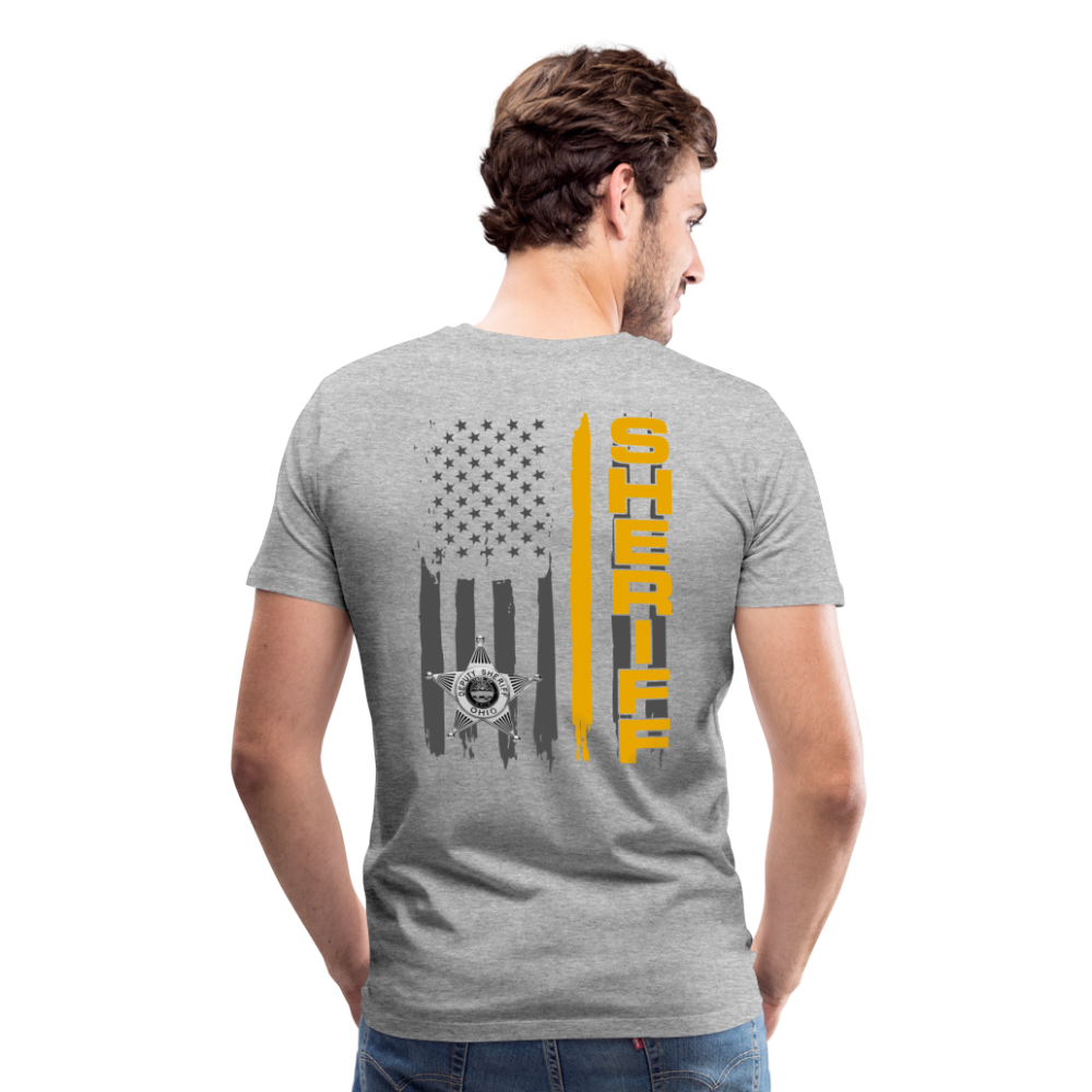 Men's Premium T-Shirt - Ohio Sheriff Vertical Flag Fr and Bk - heather gray