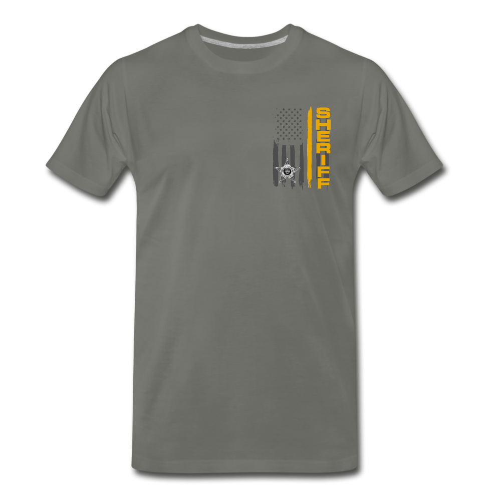 Men's Premium T-Shirt - Ohio Sheriff Vertical Flag Fr and Bk - asphalt gray
