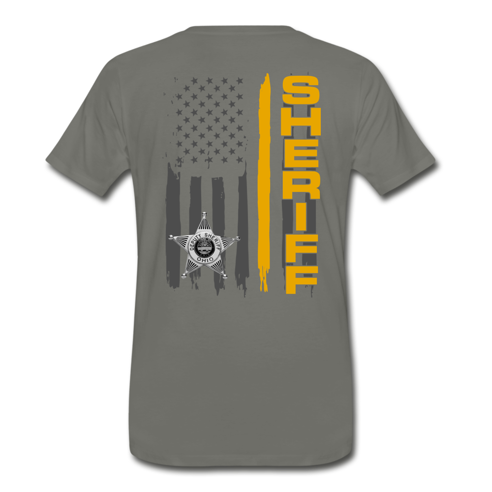 Men's Premium T-Shirt - Ohio Sheriff Vertical Flag Fr and Bk - asphalt gray