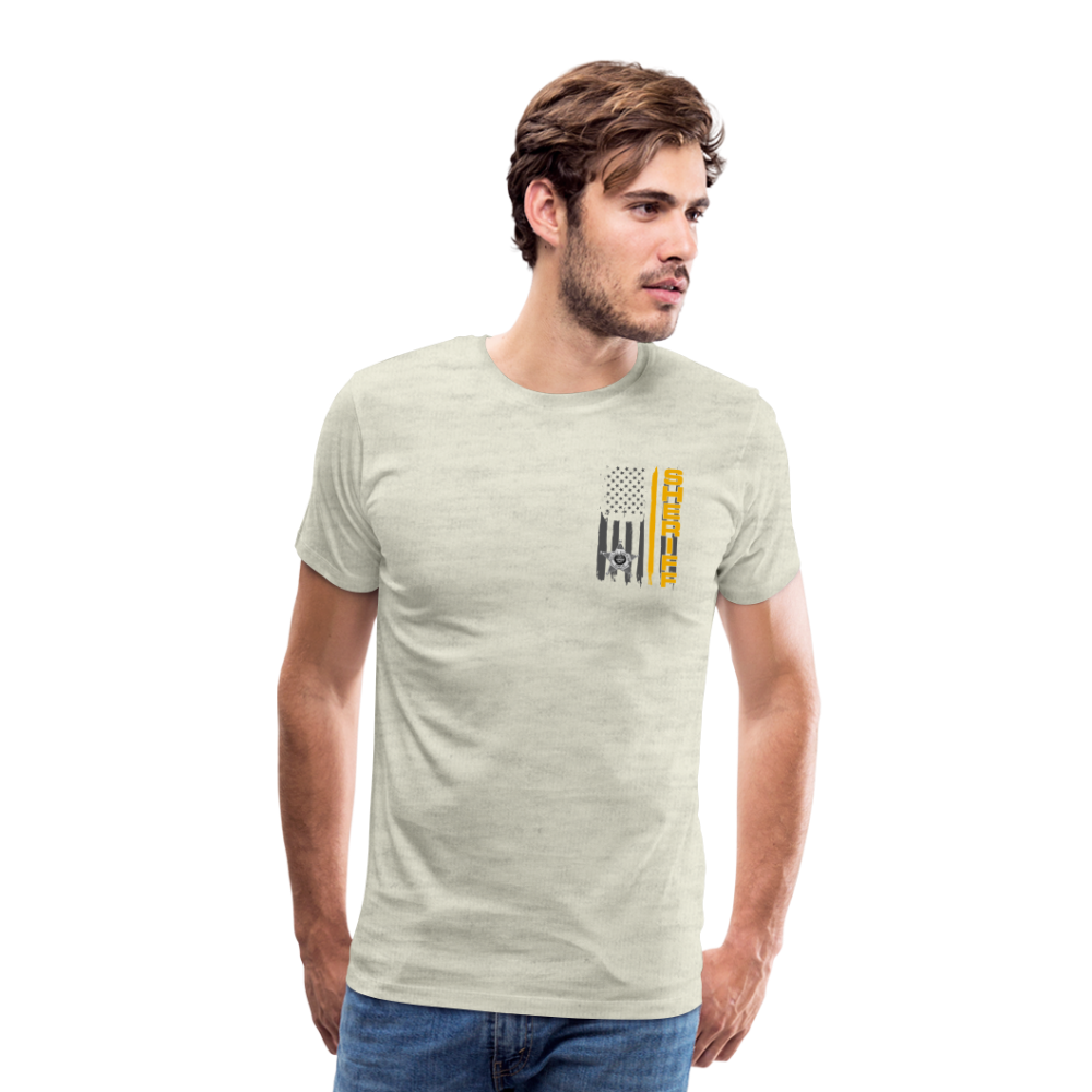 Men's Premium T-Shirt - Ohio Sheriff Vertical Flag Fr and Bk - heather oatmeal