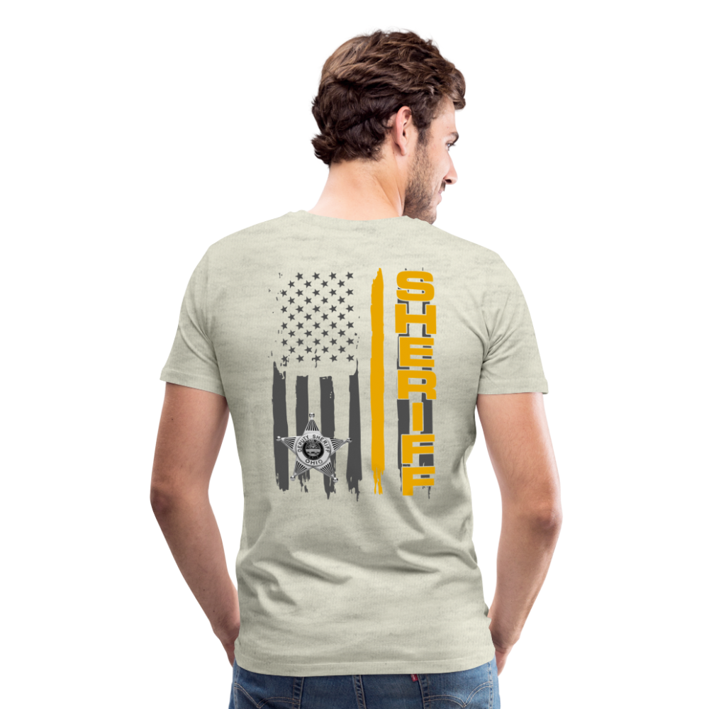 Men's Premium T-Shirt - Ohio Sheriff Vertical Flag Fr and Bk - heather oatmeal
