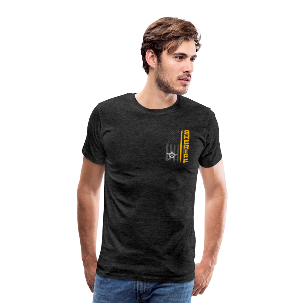 Men's Premium T-Shirt - Ohio Sheriff Vertical Flag Fr and Bk - charcoal grey
