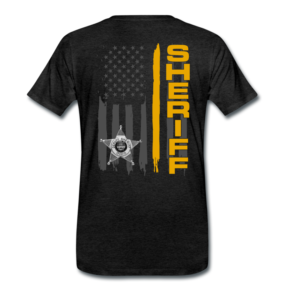 Men's Premium T-Shirt - Ohio Sheriff Vertical Flag Fr and Bk - charcoal grey