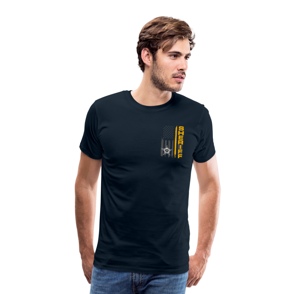 Men's Premium T-Shirt - Ohio Sheriff Vertical Flag Fr and Bk - deep navy